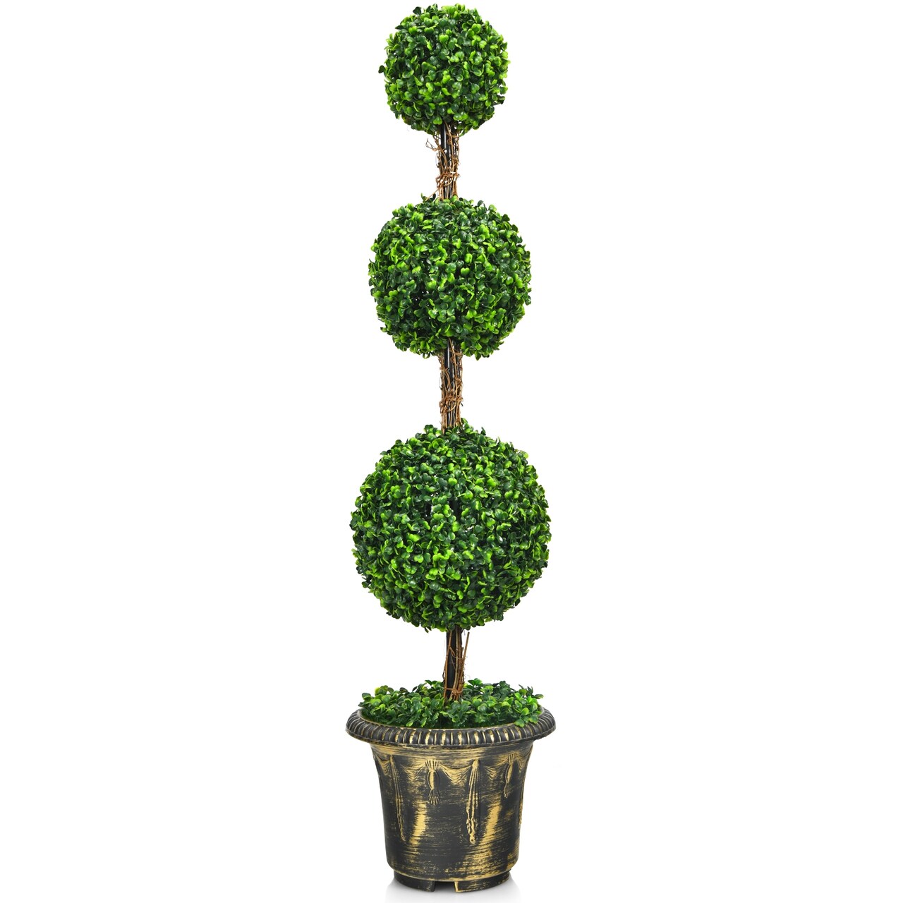 4 Feet Artificial Topiary Triple Ball Tree Plant Perfect for Indoor Outdoor Decor